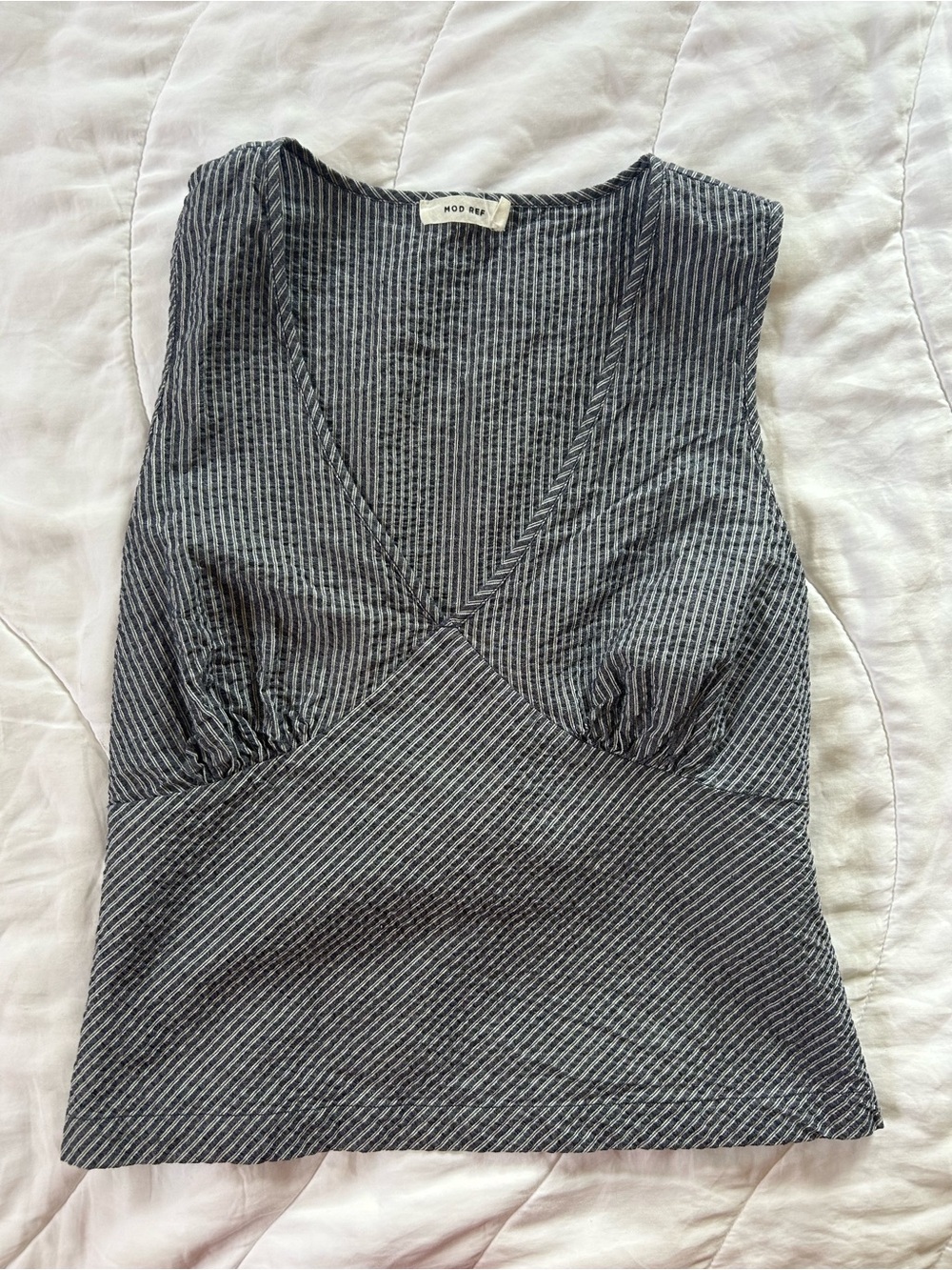 Striped V-Neck Tank Top in Navy